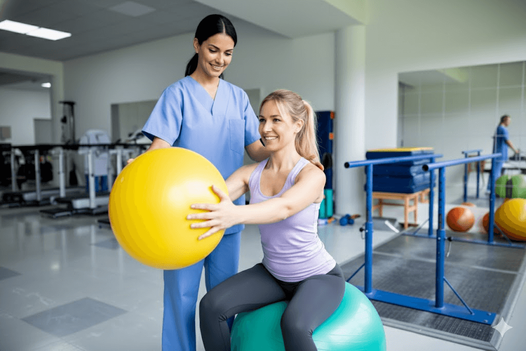 Exercise therapy with stability ball